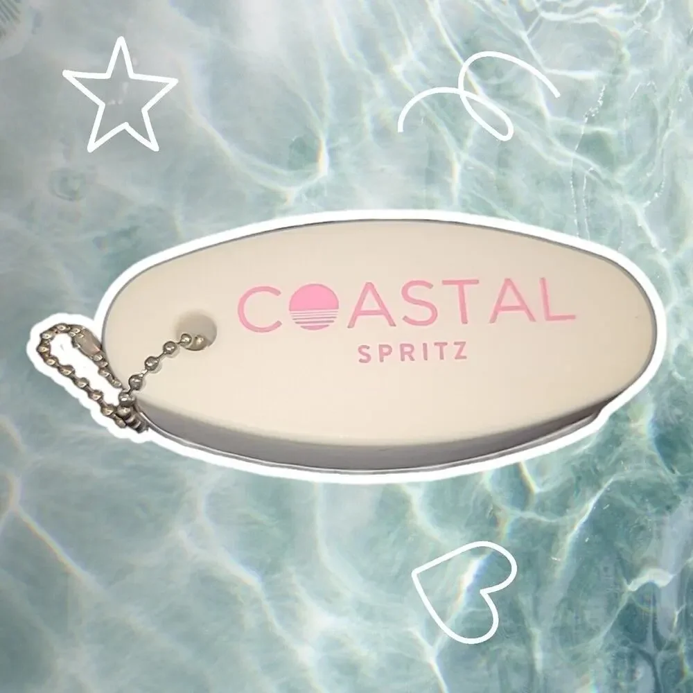 Coastal Spritz Wine In A‎ Can Promotional Floating Boat Keychain Foam White Pink